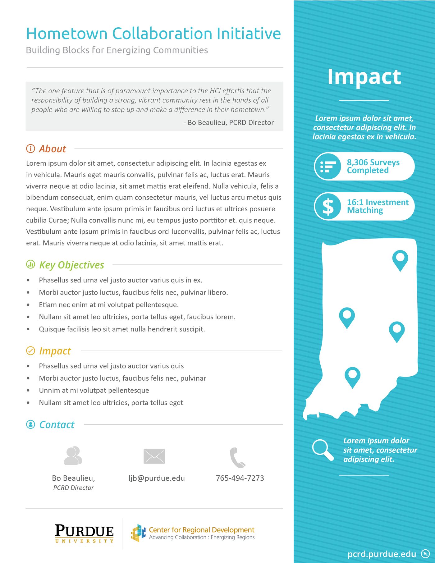 Hometown Collaboration Initiative one-page template for Purdue Center for Regional Development